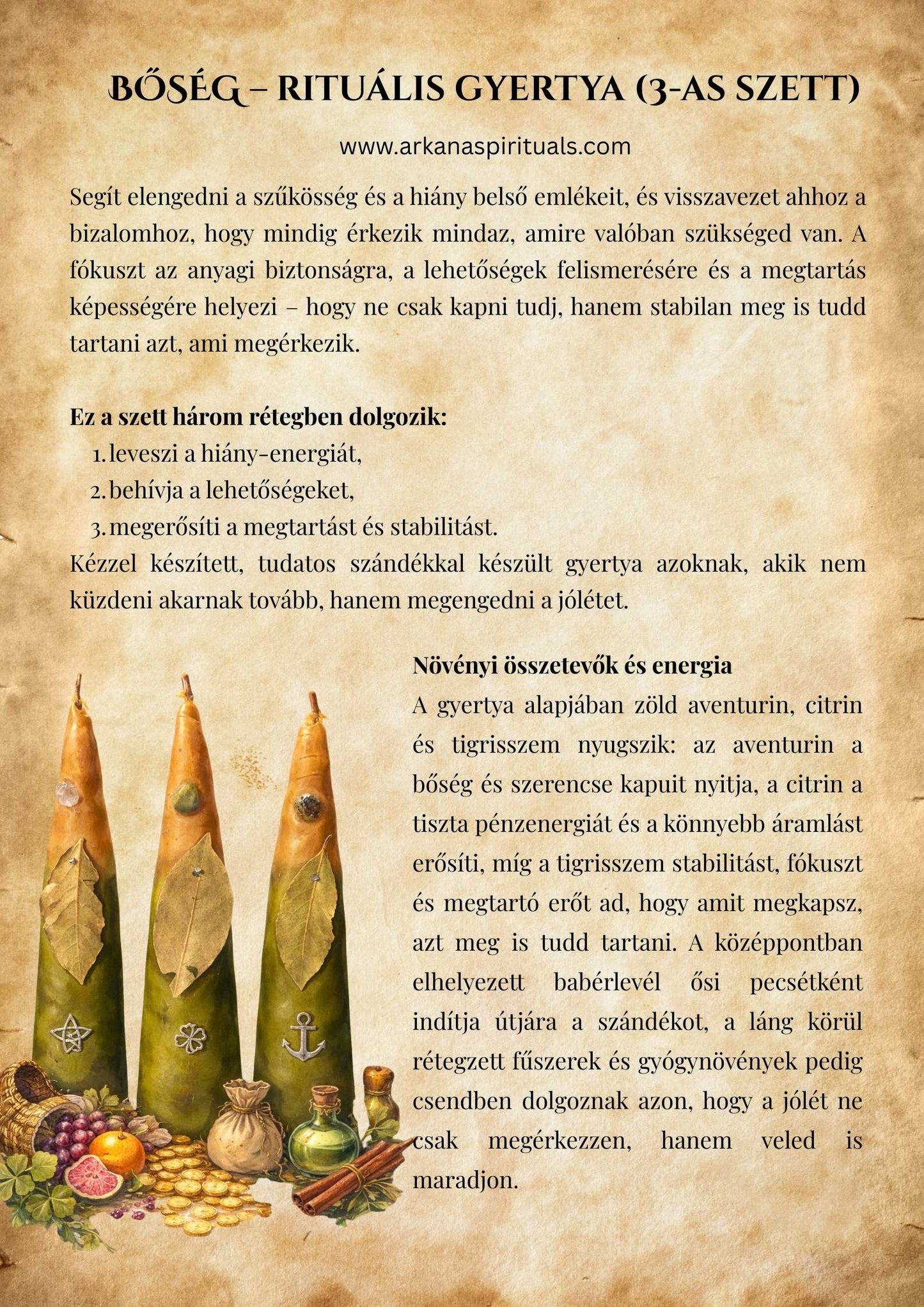 🕯️ Szándékgyertya – Jólét, bőség bevonzása