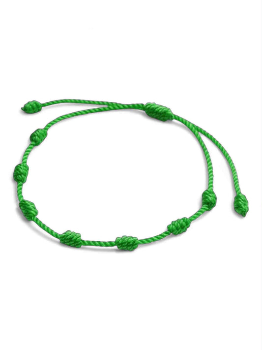 💚 7 Csomós Zöld Áldáskarkötő – A Bőség Fonata