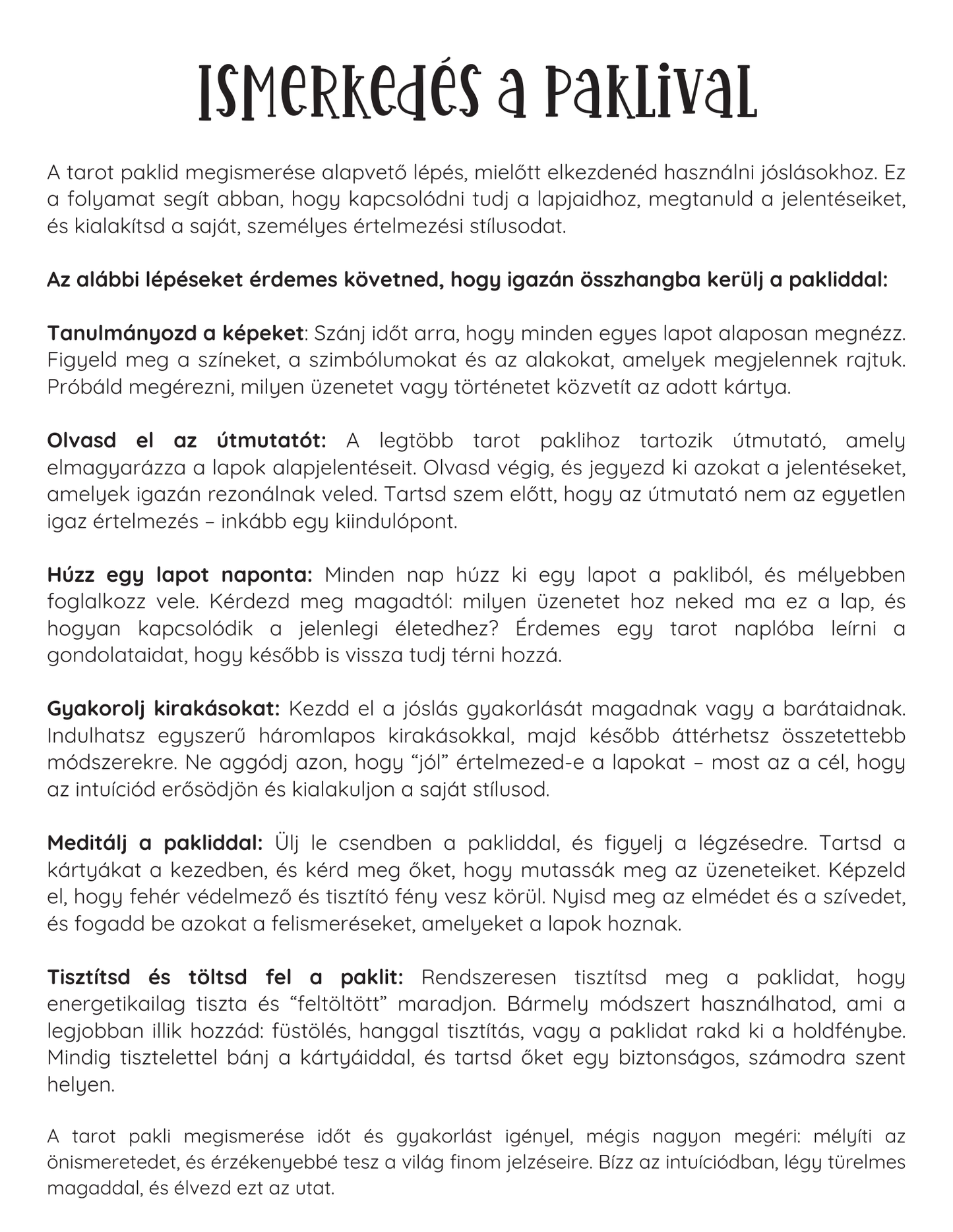 Tarot útmutató - digitális könyv