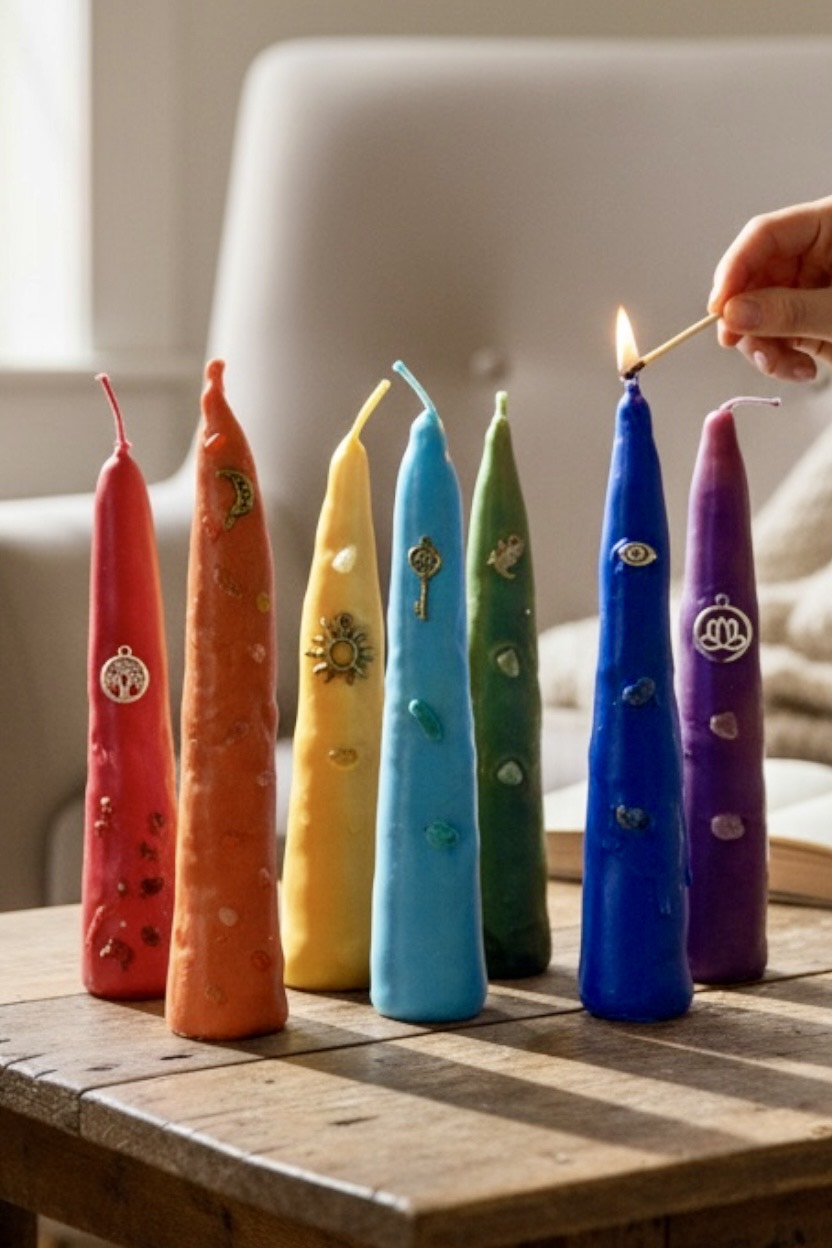 🌈 7 Csakragyertya Szett – Teljes Harmónia és Energetikai Egyensúly 🌈