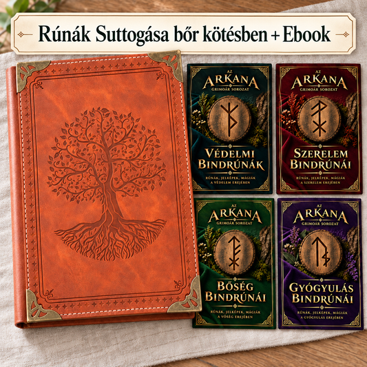 A rúnák suttogása bőrkötésben + 4 bindrúnás ebook - könyvcsomag
